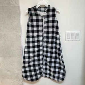 Black and white plaid fleece sleep sack baby